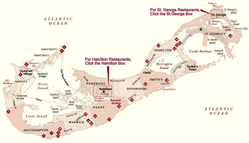 Bermuda Dining/Restaurants Map